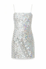 Davie White Disco Sequin Dress