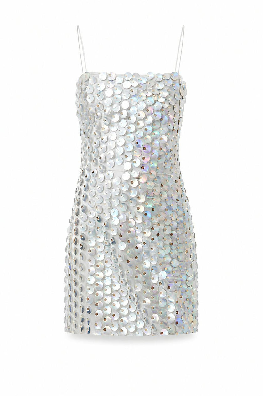 Davie White Disco Sequin Dress