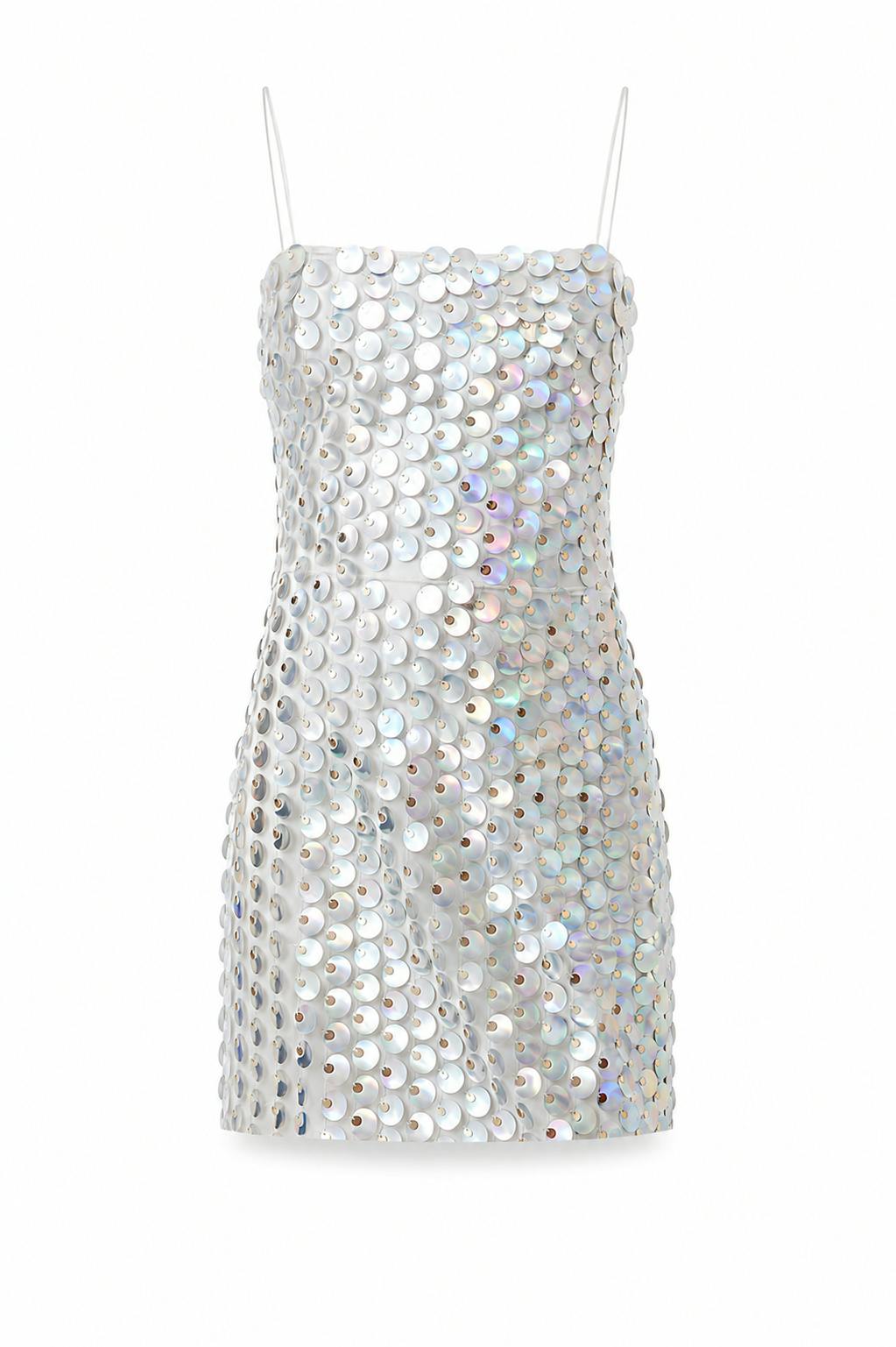 Davie White Disco Sequin Dress