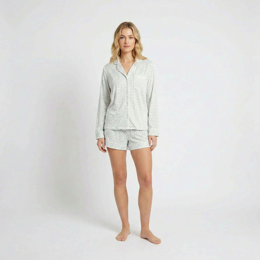 Lavender Lane Long Sleeve & Shorts Bamboo Women's Pajama Set