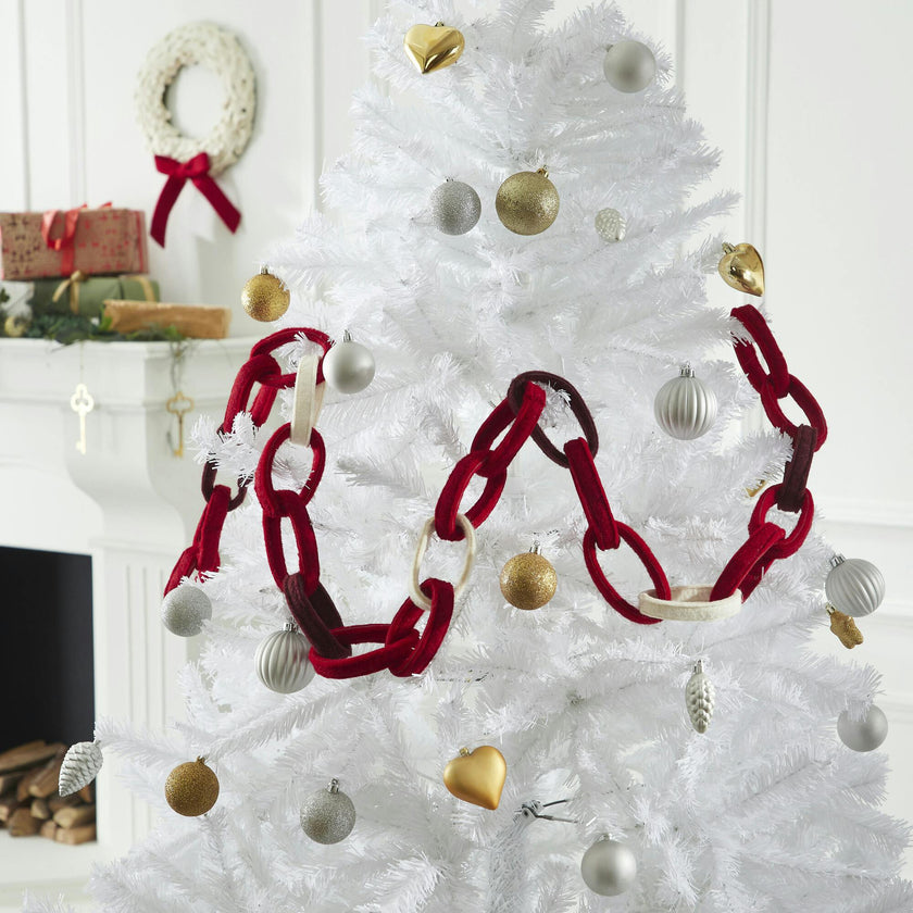 Hand Felted Wool Christmas Garland and Bunting - Loop Chain Red - 6'