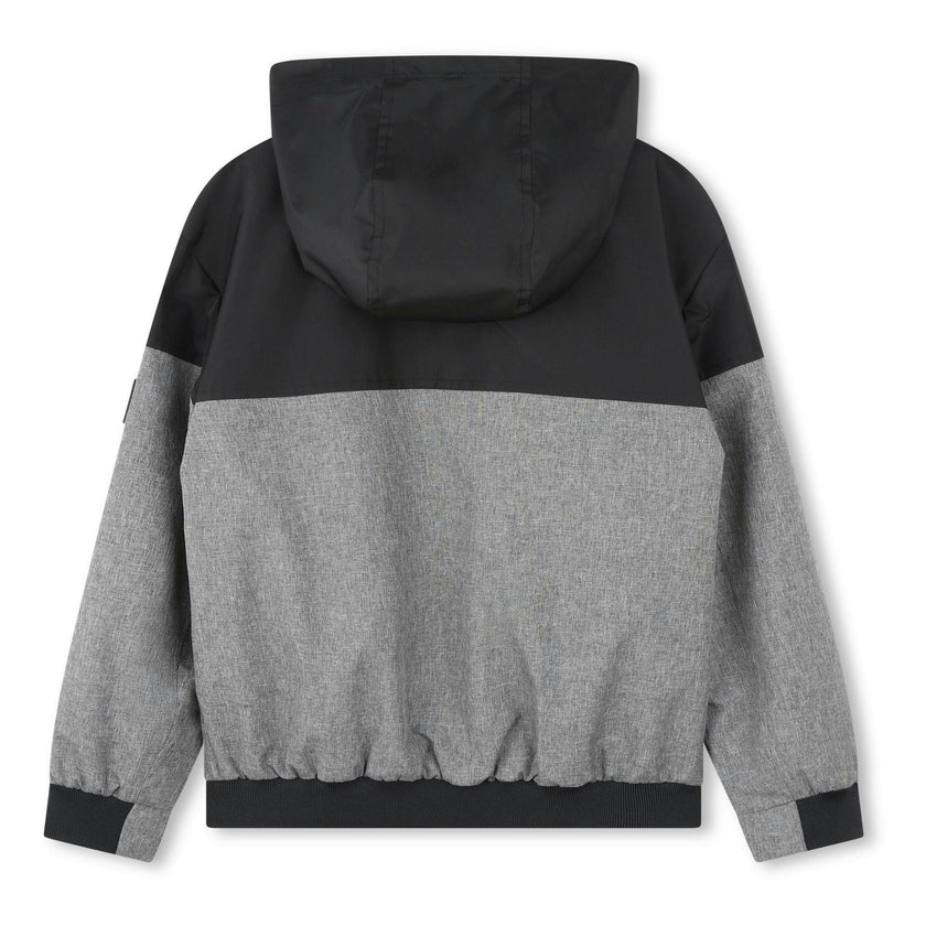 Black Chevron Hooded Windbreaker