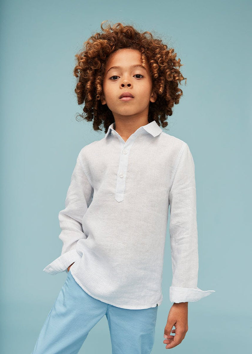 Light Blue Stripes 100% Linen Shirt