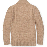 Organic Long Sleeve Shawl Collar Cable Sweater, Beige