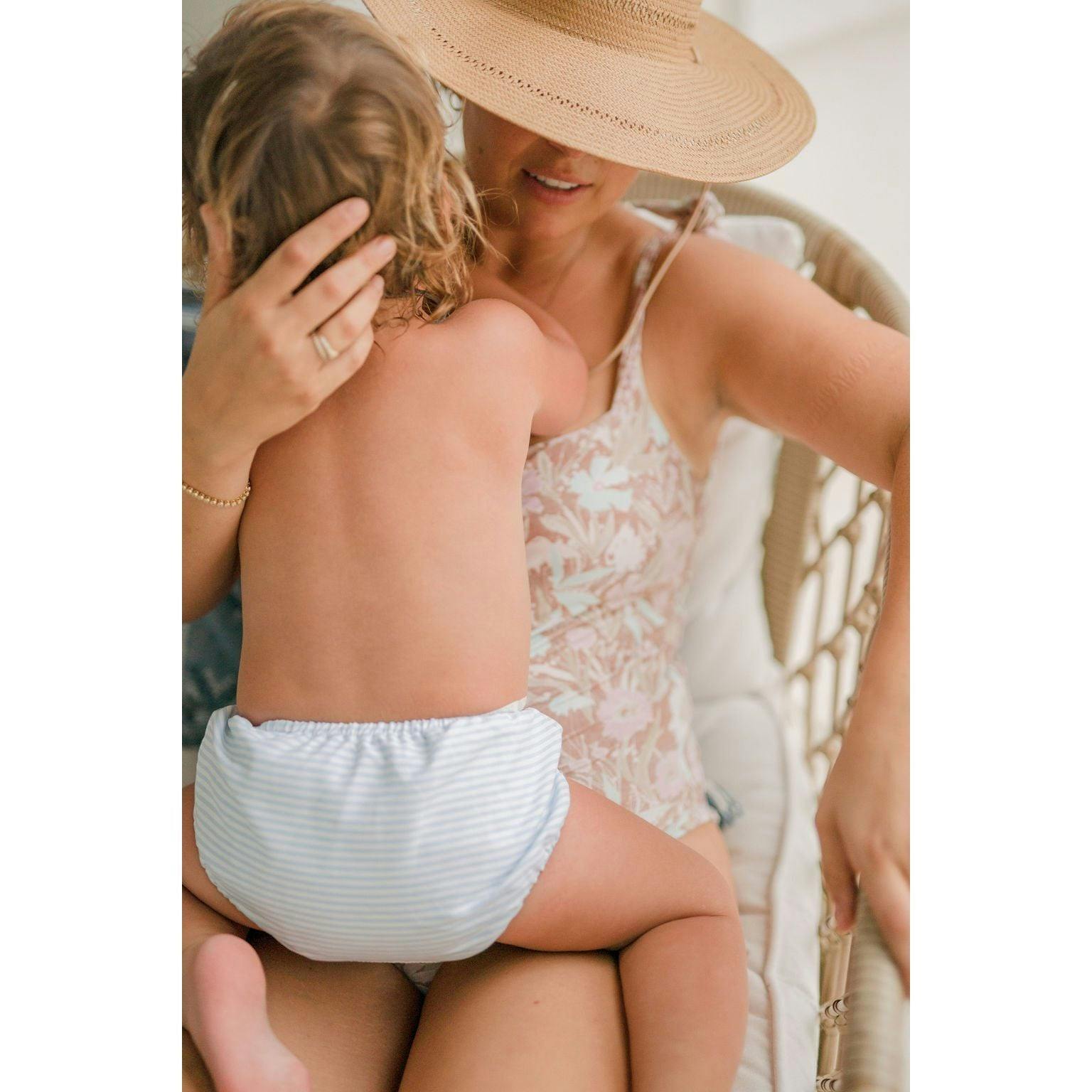 Powder Blue Stripe Diaper Bloomer Cover