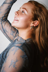 Holiday Lights Rectangle 3D Huggie Hoop Earrings
