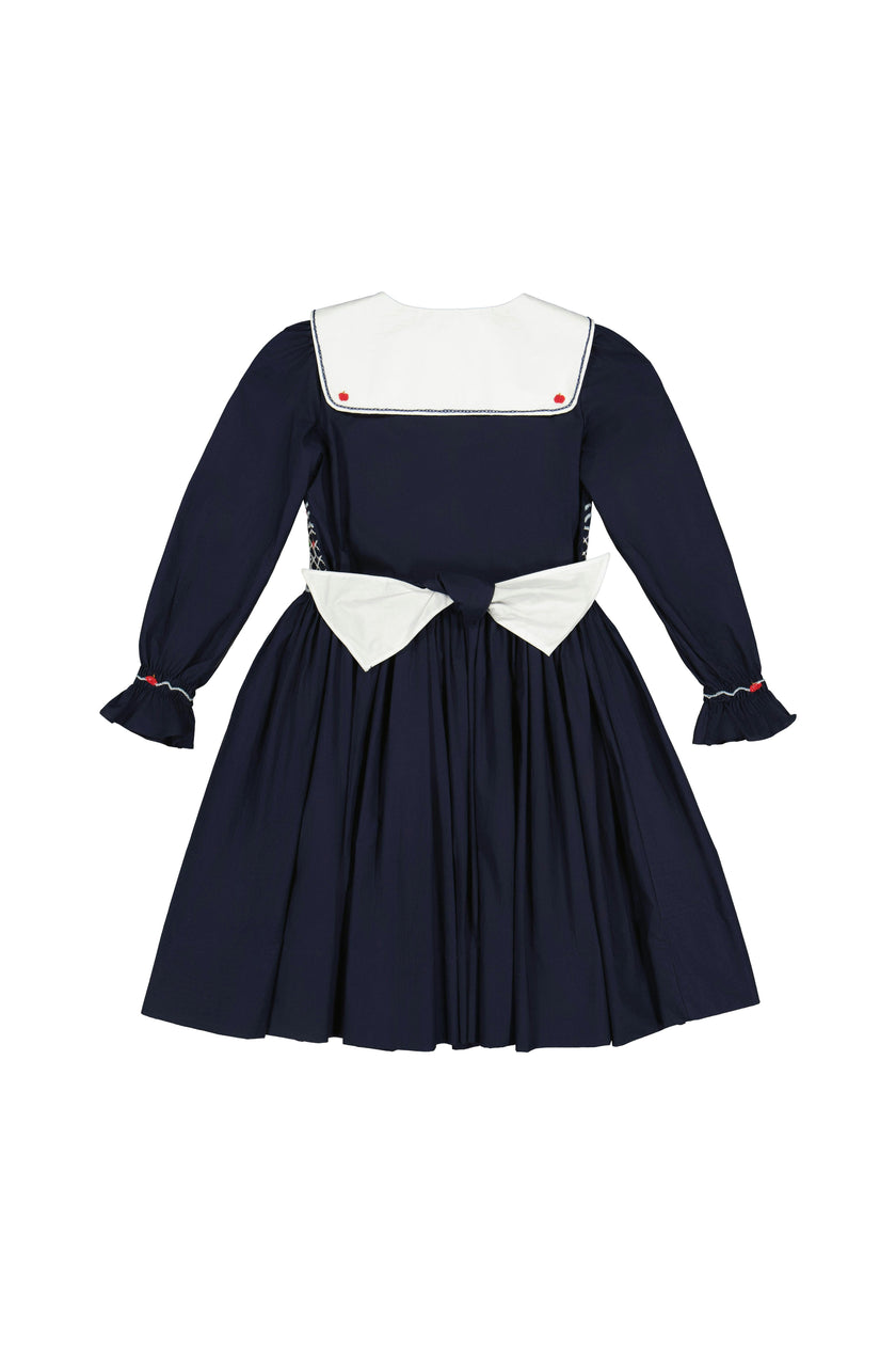 MARINE NAVY SMOCKED DRESS