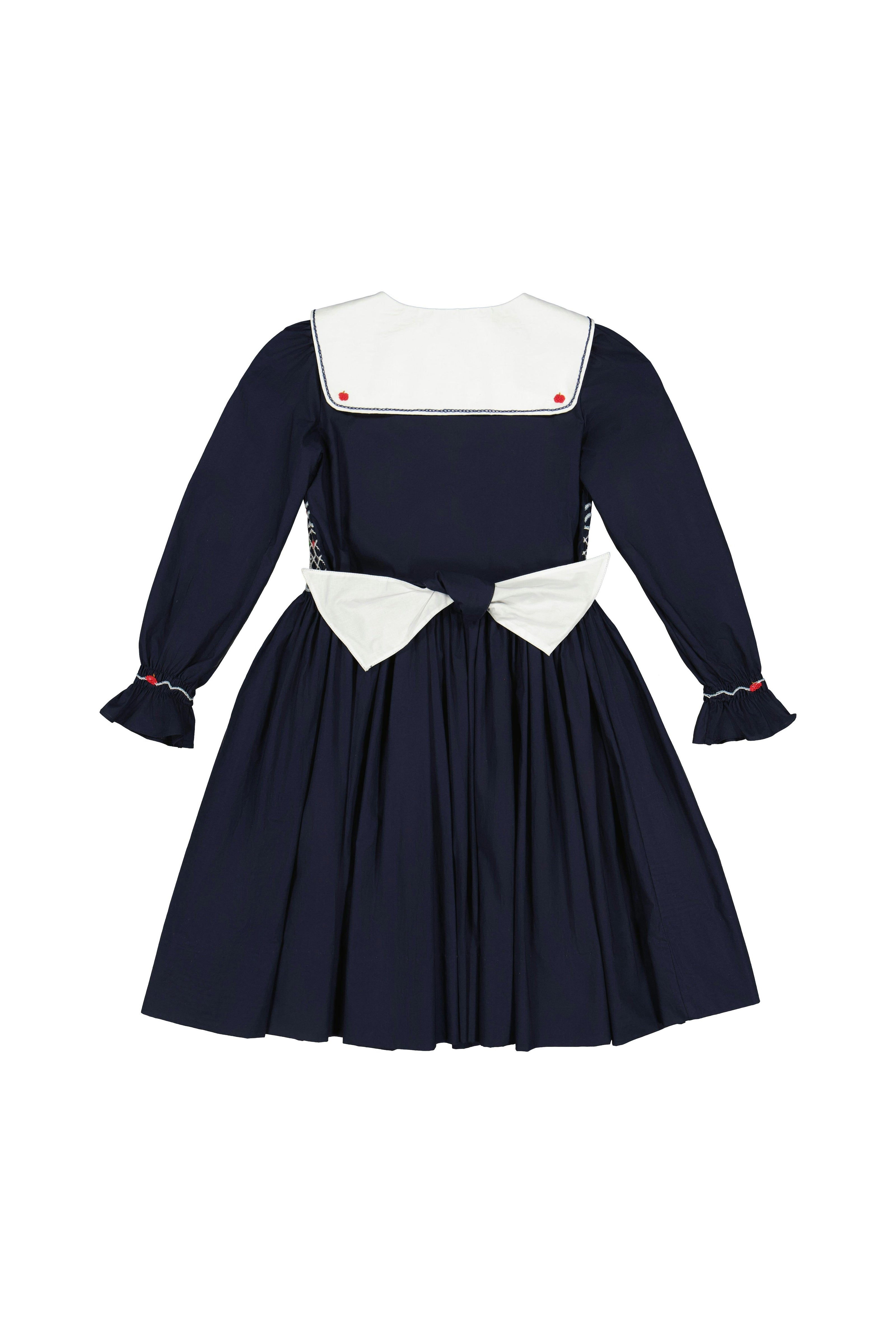 MARINE NAVY SMOCKED DRESS