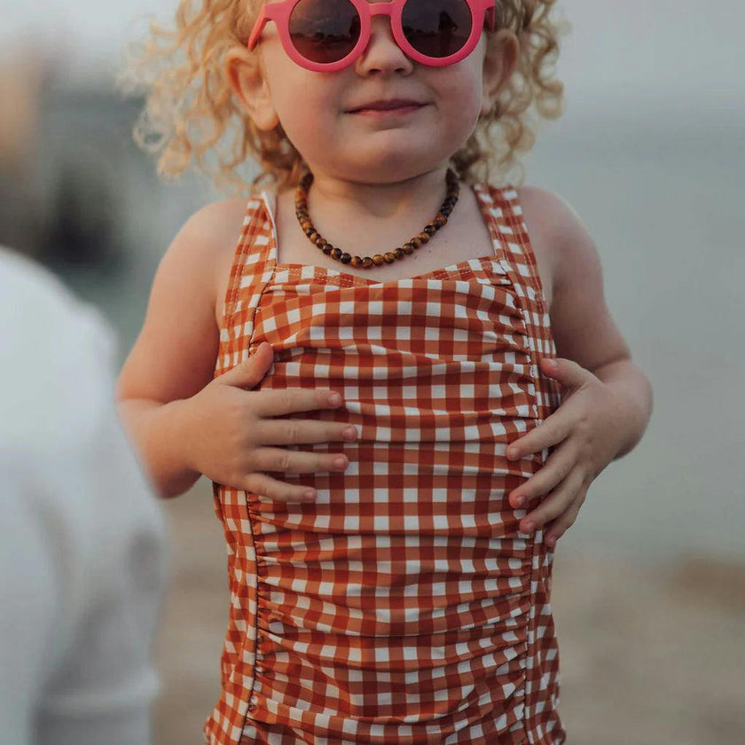 Vintage Girls 1 Piece Swimsuit | UPF + Recycled - Sienna Gingham