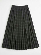 Midi Length Crinnkle Pleating Checked Skirt