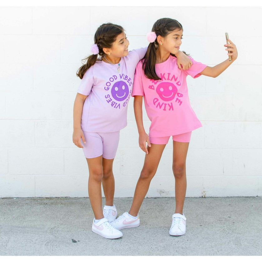 Happy Face "BE KIND" Message T-Shirt and Short Set Kids