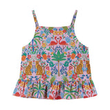 Girls Textured Cotton Poplin Top and Short Set | Pink Cheetah