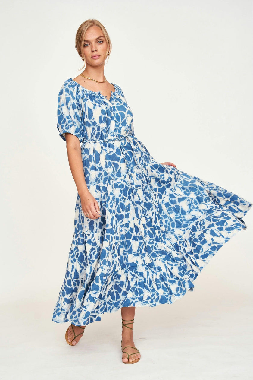 Capri Dress in Indigo Crackle