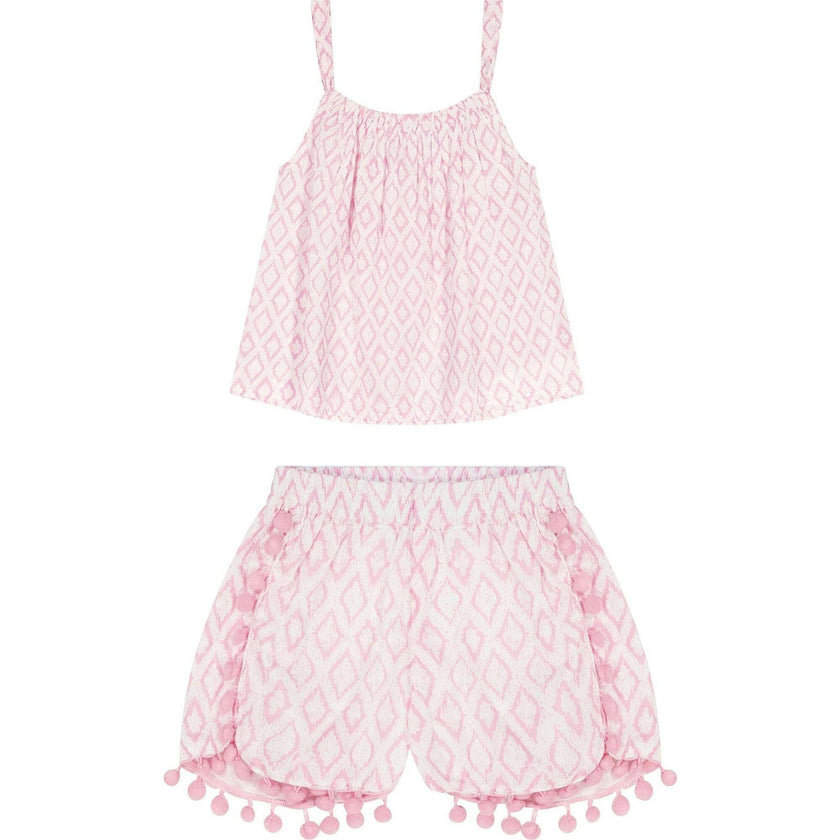 Colette Ikat Top & Short Set, Pink