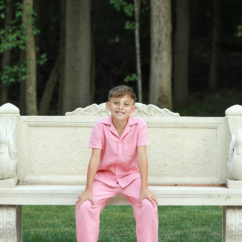 Organic Cotton Camp Collar Waffle Shirt