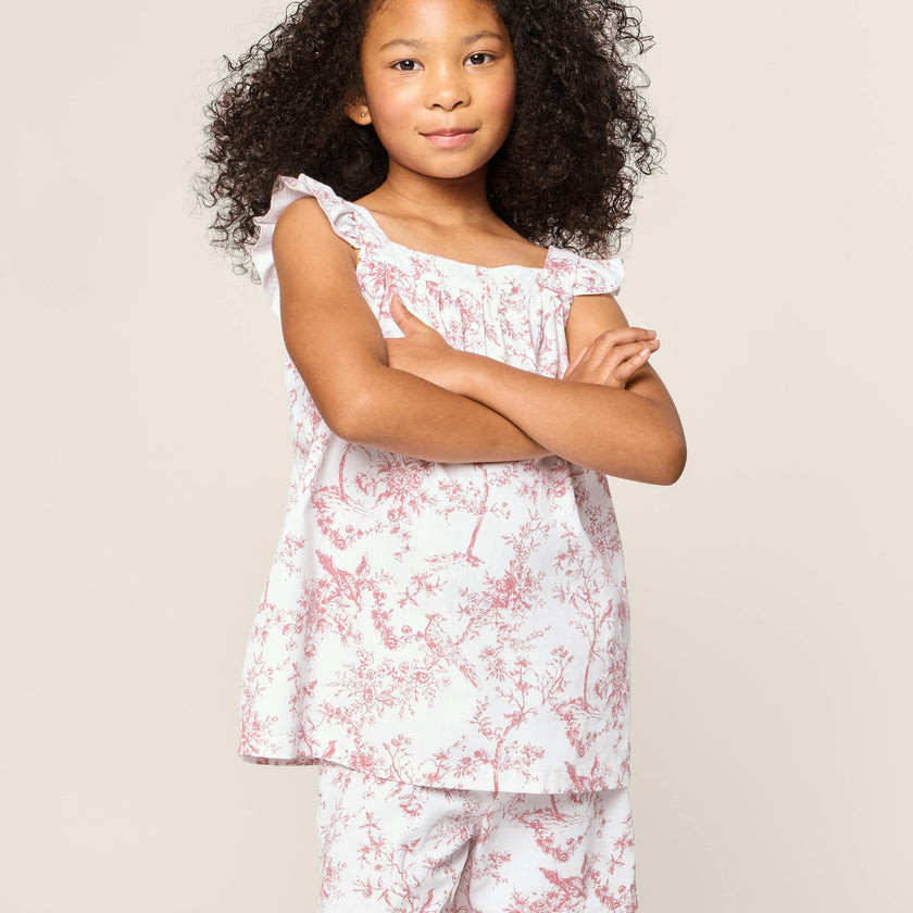 Girl's Twill Clara Short Set in Pink Timeless Toile