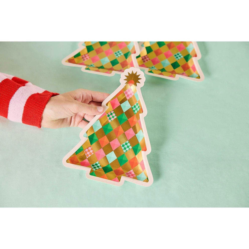 Gold Christmas Tree Dessert Plates (10 count)