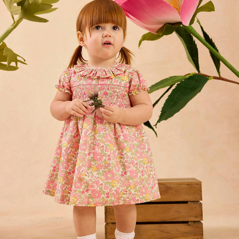 Baby Peach Sparkle Betsy Smocked Dress