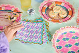 Packed Party Circus Soiree Luncheon Napkins 20ct - Gold Foil Pastel Diamond Pattern 3-Ply Scalloped Edge Napkins for Circus Birthday Parties
