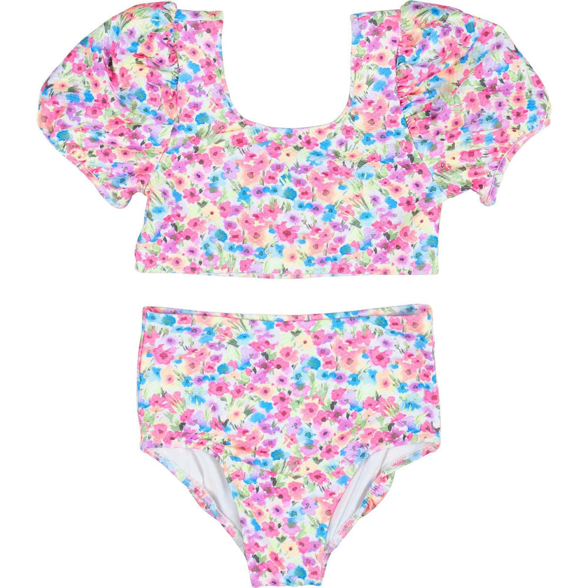 Floral Puff Sleeve Bikini