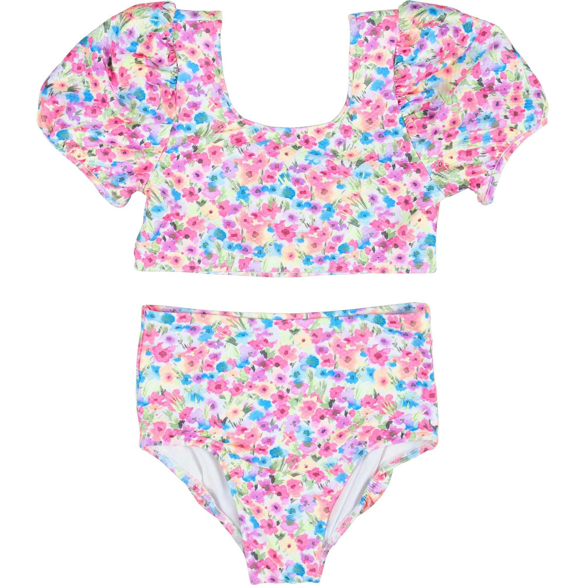 Floral Puff Sleeve Bikini