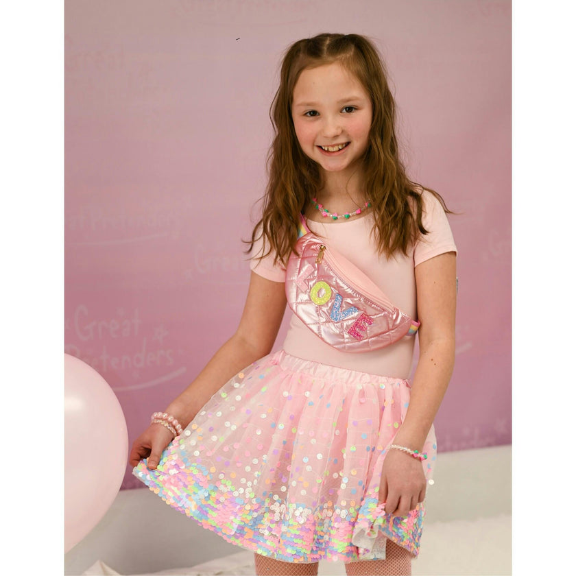 Sequins Skirt with Satin Waistband