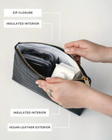 Insulated Small Snack Pouch, Black Croc