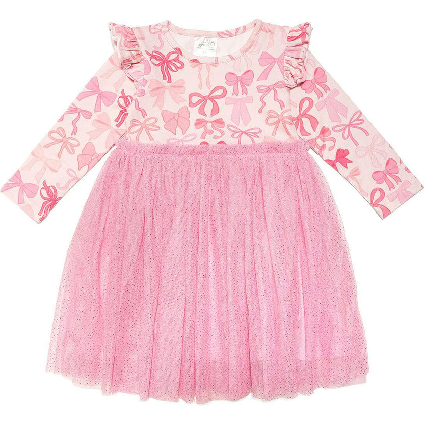 Coquette Bow Long Sleeve Tutu Dress
