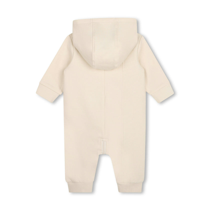 Beige Logo Baby Hooded Onesie