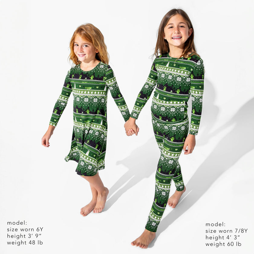 Minecraft: Creeper Holiday Bamboo Girls' Long Sleeve Dress