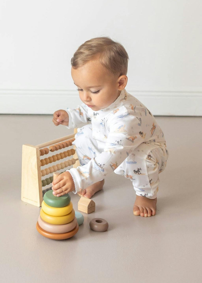 Roller Pups Boy  Pima Cotton Baby One-Piece Pajamas