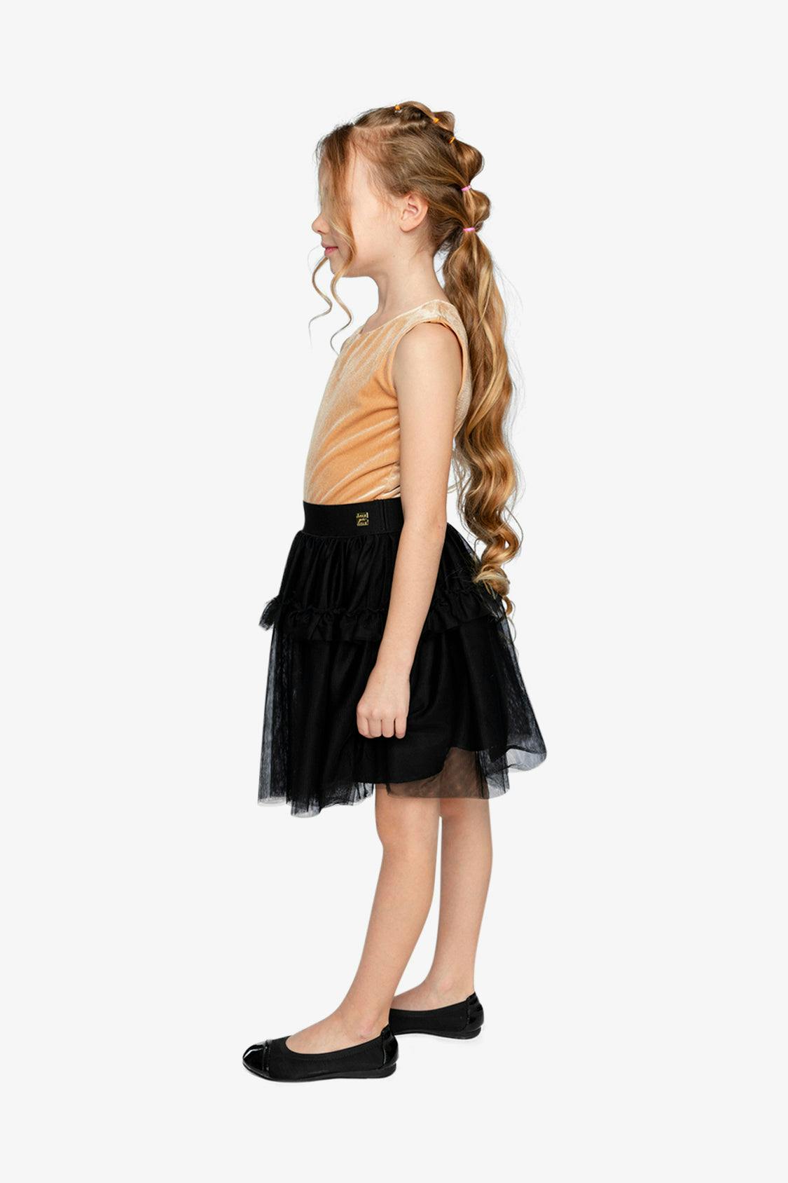 Bi-Material Sleeveless Dress Beige And Black