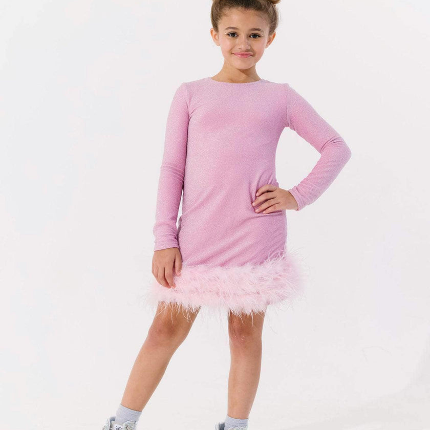 Pink Shimmer Feather Dress