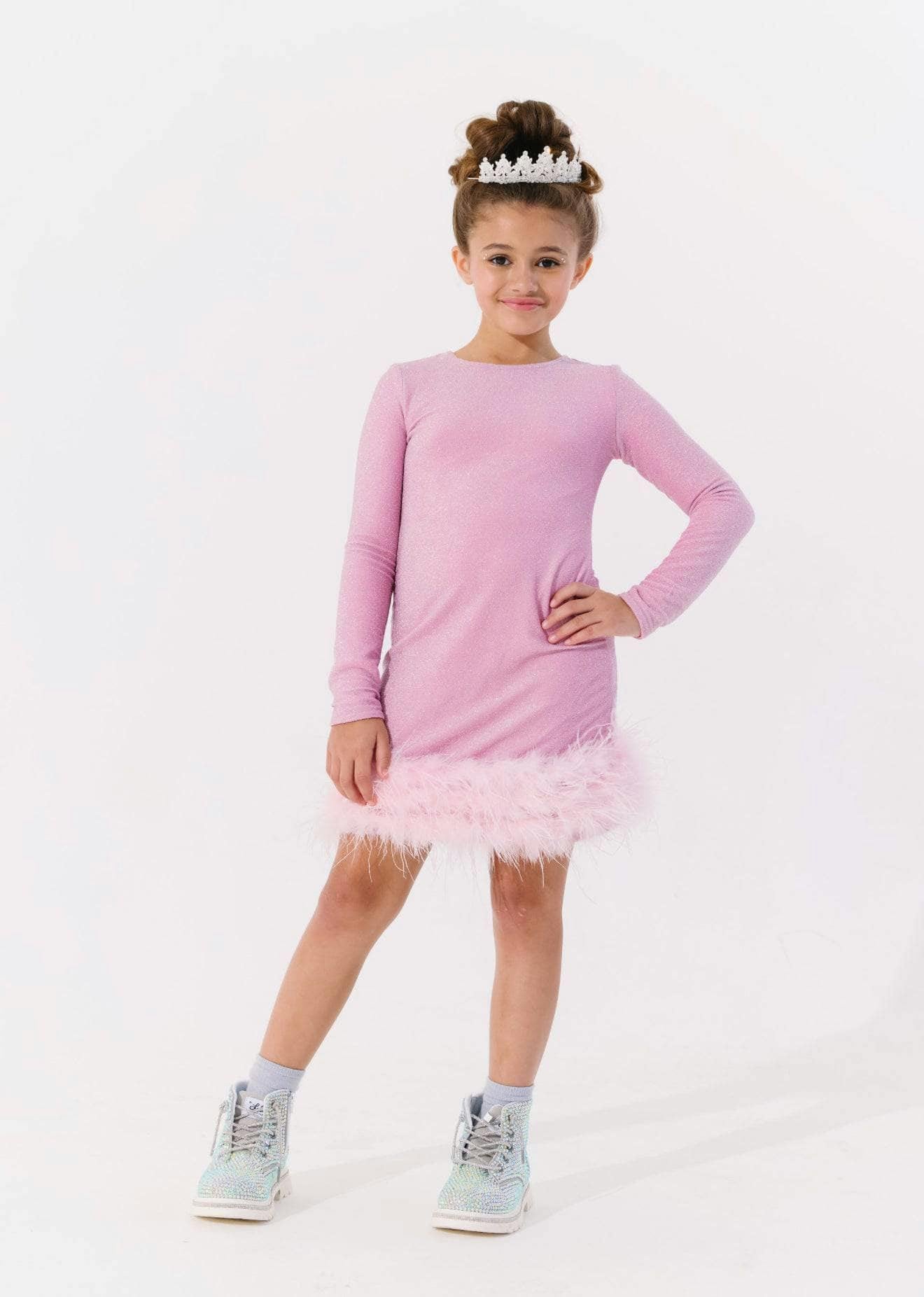 Pink Shimmer Feather Dress