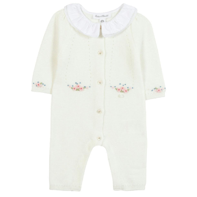 TARTINE ET CHOCOLAT Knit Floral Baby Jumpsuit