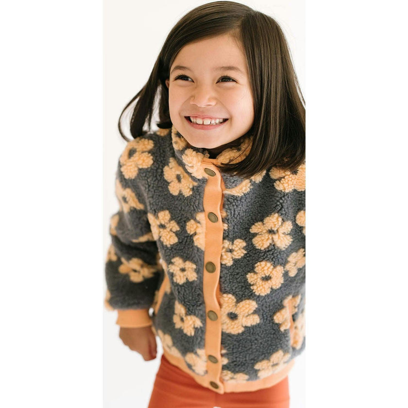 Flower Power Fleece Jacket, Multi Yellow