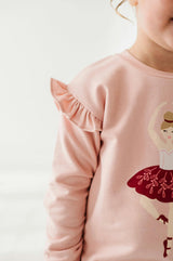 Girls Ruffle Sweatshirt in Ballerina