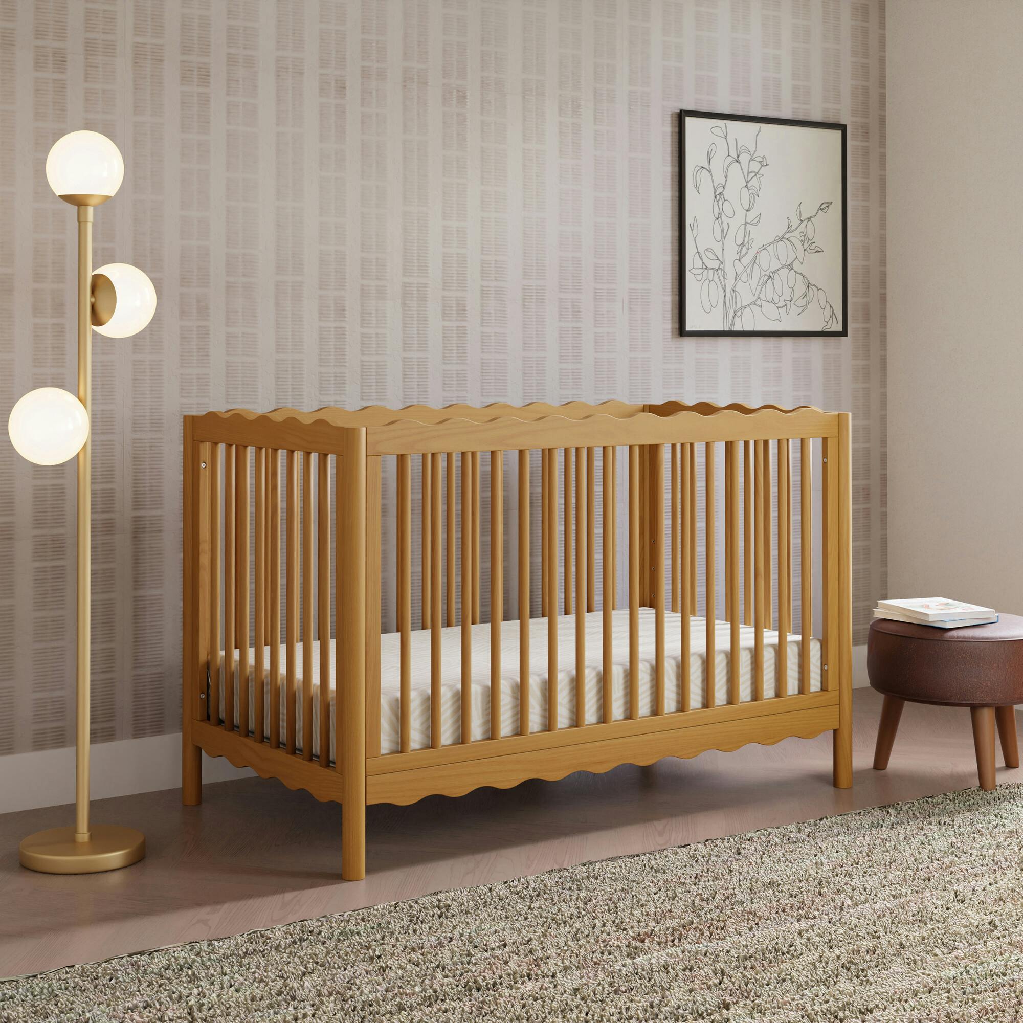 Swell 4-in-1 Convertible Crib with Toddler Bed Conversion Kit in Honey