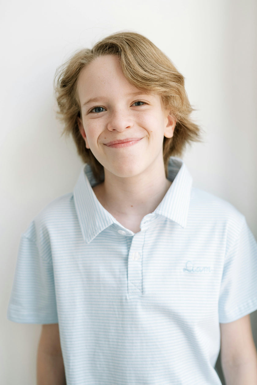 Custom Embroidered Striped Cotton Polo Shirt
