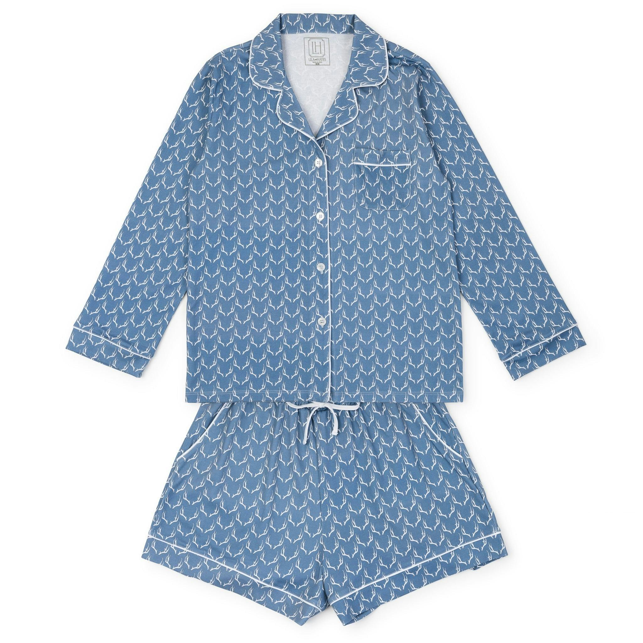 Elizabeth Women's Longsleeve Short Set - Rustic Antlers