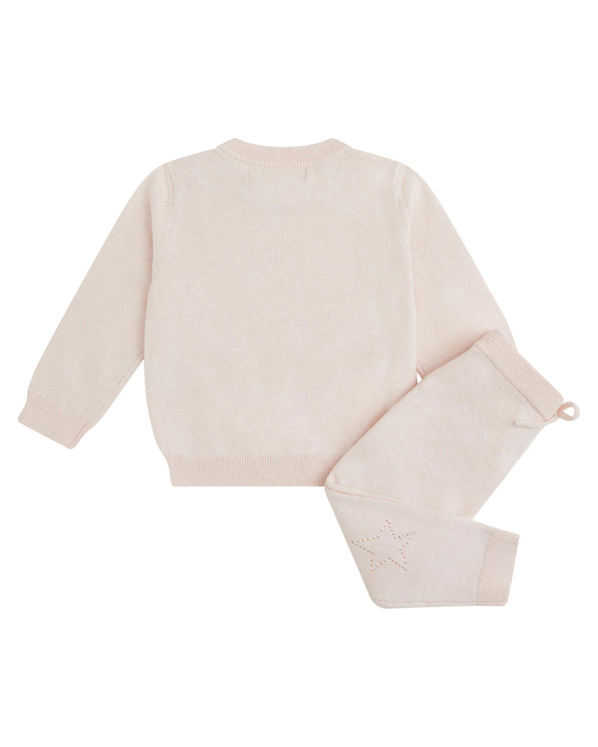 Pointelle Heart Crawler Set - Pink