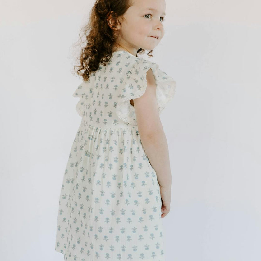 Organic Cotton Muslin Flutter Sleeve Dress