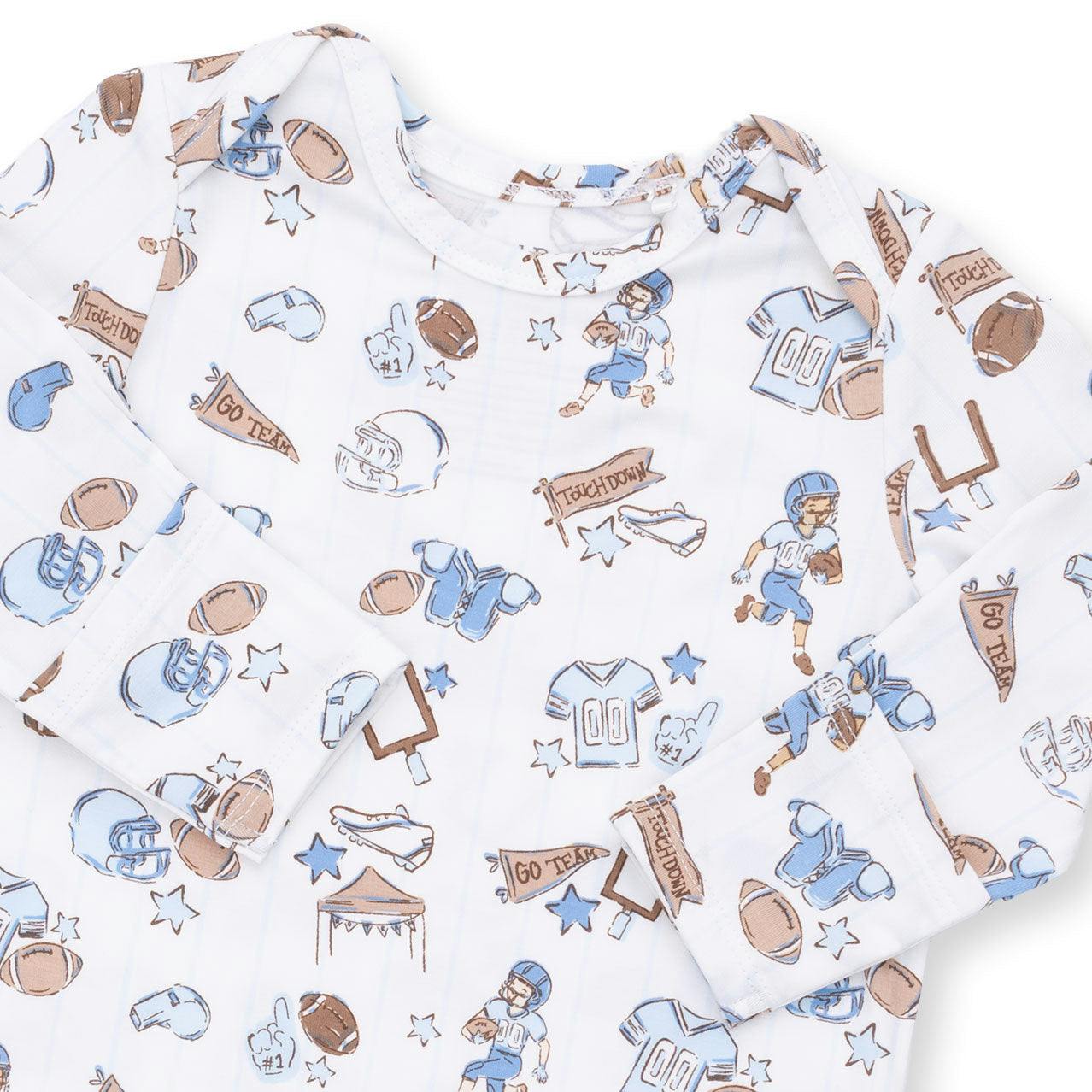 Football Nursery - Lap Shoulder Gown and Knotted Hat