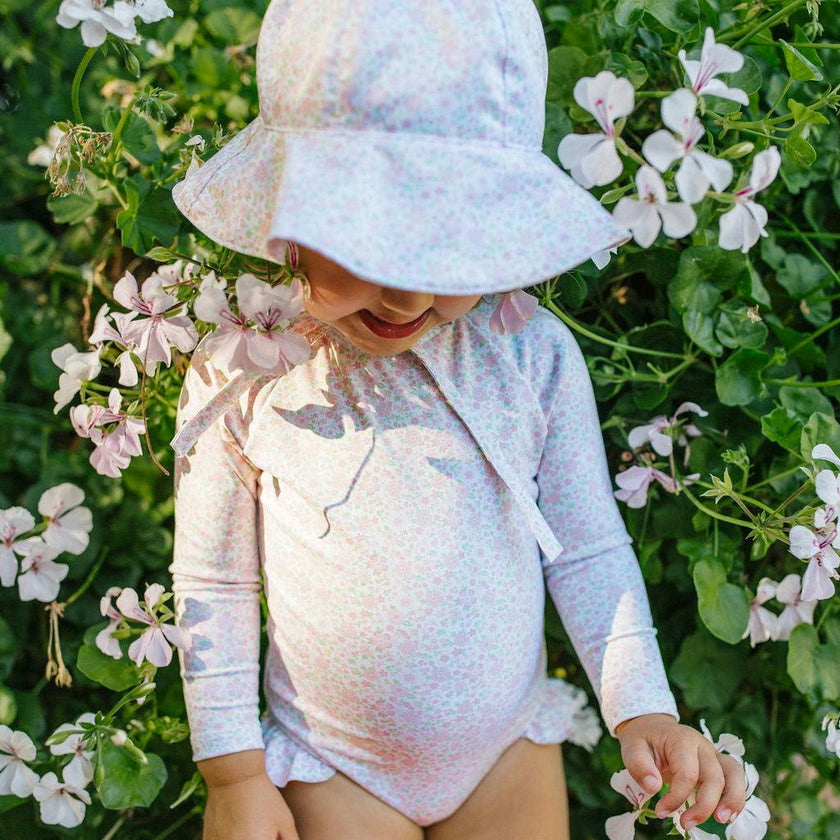baby antique floral sun hat