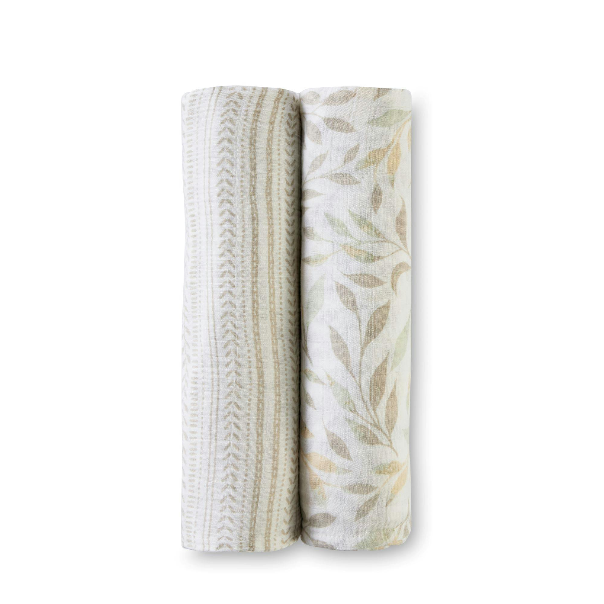 Willow Cotton Muslin Swaddle Blanket Set (Leaf, Set of 2)