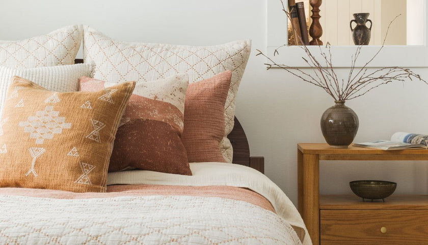 Desert Rust Stripe Orange & Ivory Lumbar Pillow