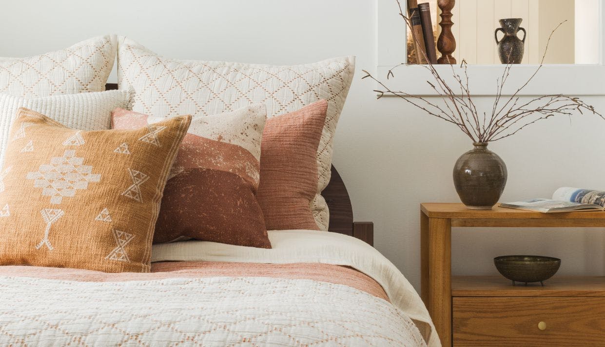 Desert Rust Stripe Orange & Ivory Lumbar Pillow