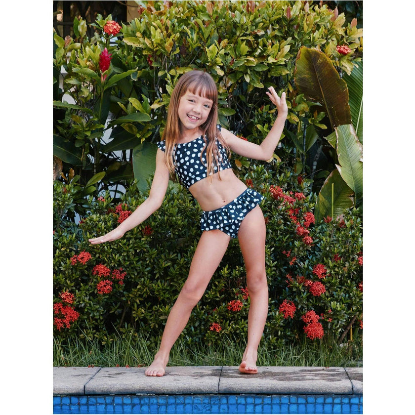 Ruffle Sleeve Tankini Swim Top, Multi
