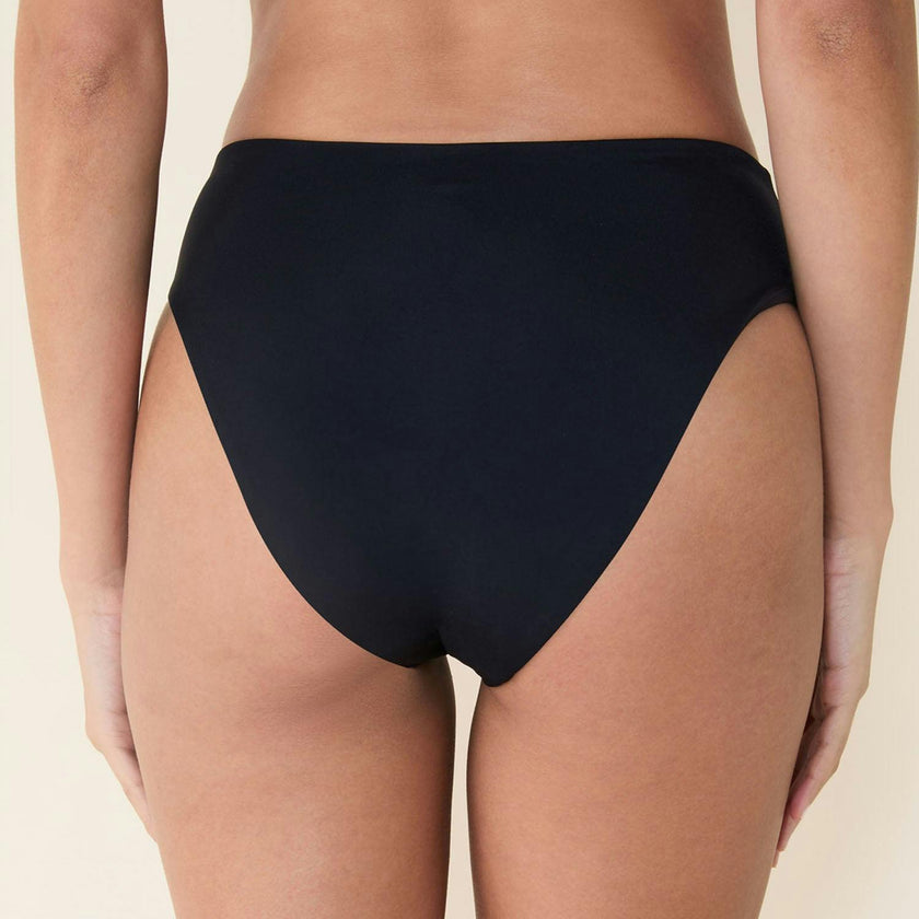 The 90s High Waist Bikini Bottom - Eco Nylon - Black