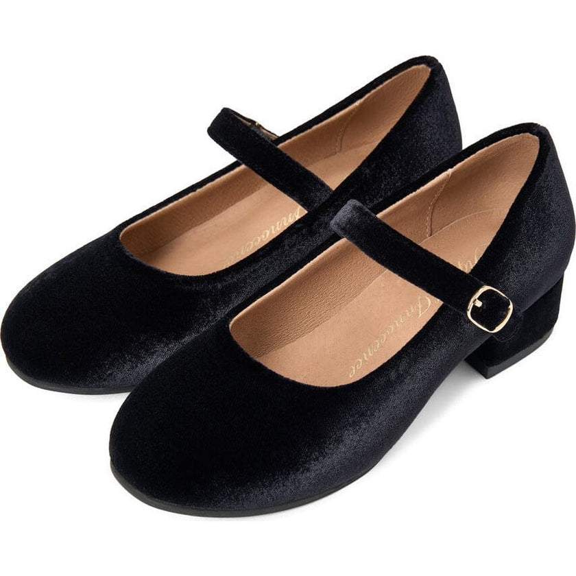 Sabine Velvet Wide Strap Round Toe Mary Jane Pumps